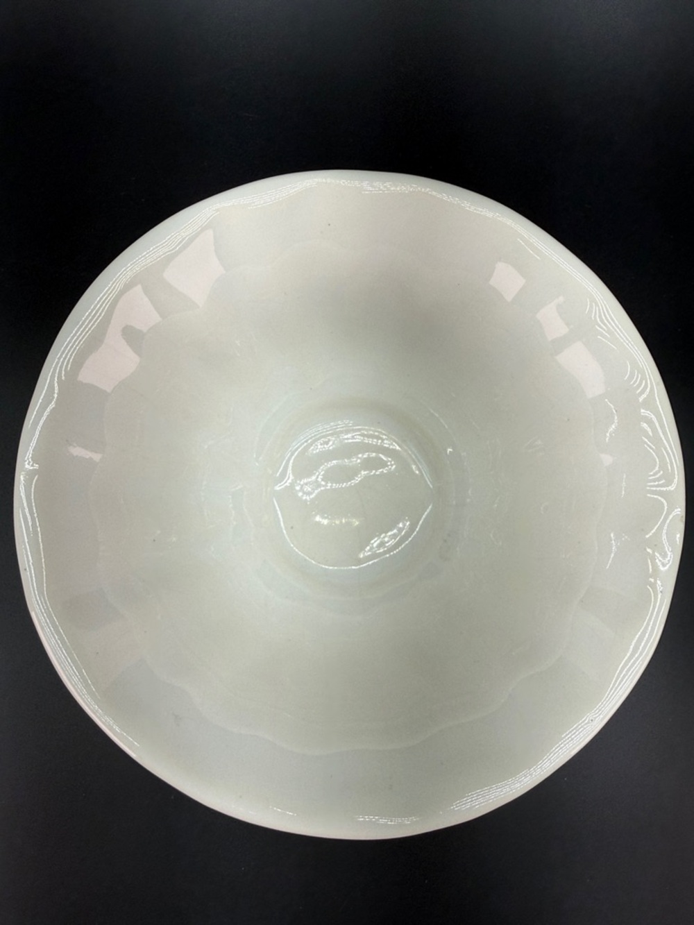 Vintage White Ironstone Ceramic Scalloped Pedestal Bowl Compote - Picture 2 of 7